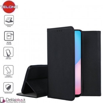Telone smart magnet serijos atverčiamas dėklas - juodas (Xiaomi Redmi 9T/Poco M3)